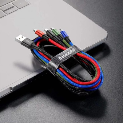 Baseus Fast 4 az 1-ben USB-kábel 2xUSB-C / Lightning / Micro 3,5A 1,2 m, fekete Baseus Fast 4 az 1-ben USB-kábel 2xUSB-C / Lightning / Micro 3,5A 1,2 m, fekete