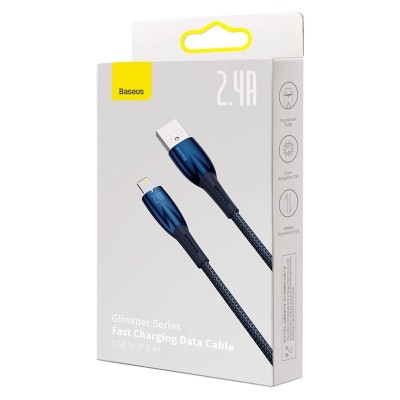 Baseus Glimmer series USB - Lightning töltőkábel, adatkábel, 2.4A, 1m (kék) Baseus Glimmer series USB - Lightning töltőkábel, adatkábel, 2.4A, 1m (kék)