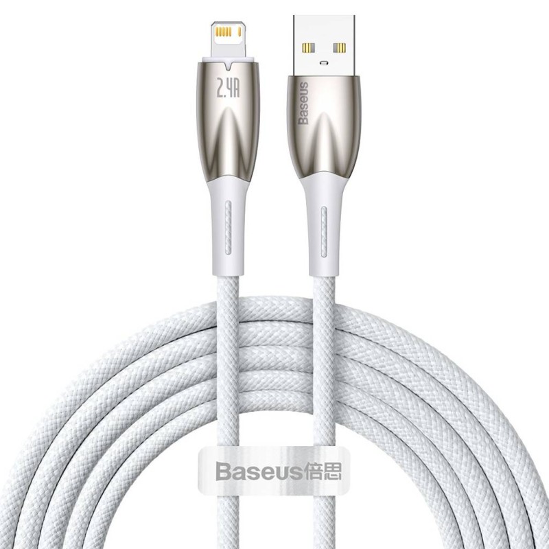 Baseus Glimmer series USB - Lightning töltőkábel, adatkábel, 2.4A, 2m (fehér) Baseus Glimmer series USB - Lightning töltőkábel, adatkábel, 2.4A, 2m (fehér)