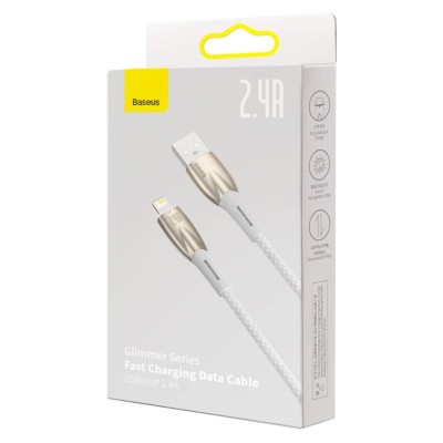 Baseus Glimmer series USB - Lightning töltőkábel, adatkábel, 2.4A, 2m (fehér) Baseus Glimmer series USB - Lightning töltőkábel, adatkábel, 2.4A, 2m (fehér)