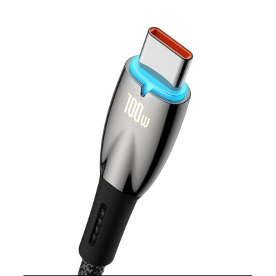 Baseus Glimmer, gyorstöltő kábel, USB-A - USB-C, 100W, 480Mbps, 1m, fekete Baseus Glimmer, gyorstöltő kábel, USB-A - USB-C, 100W, 480Mbps, 1m, fekete
