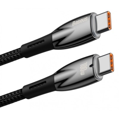 Baseus Glimmer series USB-C - USB-C töltőkábel, adatkábel, 100W, 1m (fekete) Baseus Glimmer series USB-C - USB-C töltőkábel, adatkábel, 100W, 1m (fekete)