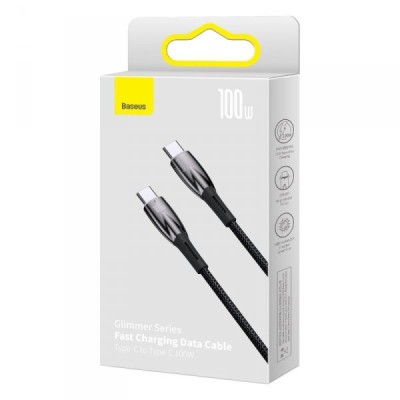 Baseus Glimmer series USB-C - USB-C töltőkábel, adatkábel, 100W, 1m (fekete) Baseus Glimmer series USB-C - USB-C töltőkábel, adatkábel, 100W, 1m (fekete)