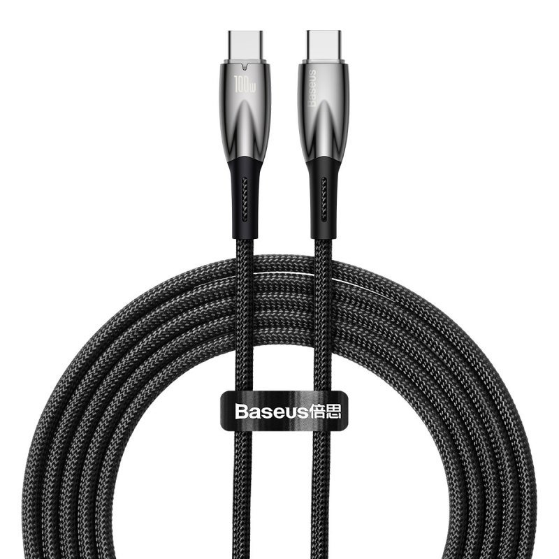 Baseus Glimmer series USB-C - USB-C töltőkábel, adatkábel, 100W, 2m (fekete) Baseus Glimmer series USB-C - USB-C töltőkábel, adatkábel, 100W, 2m (fekete)