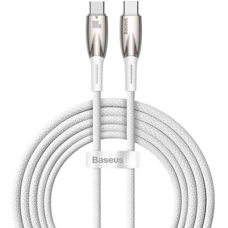 Baseus Glimmer series USB-C - USB-C töltőkábel, adatkábel, 100W, 2m (fehér) Baseus Glimmer series USB-C - USB-C töltőkábel, adatkábel, 100W, 2m (fehér)