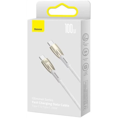 Baseus Glimmer series USB-C - USB-C töltőkábel, adatkábel, 100W, 2m (fehér) Baseus Glimmer series USB-C - USB-C töltőkábel, adatkábel, 100W, 2m (fehér)