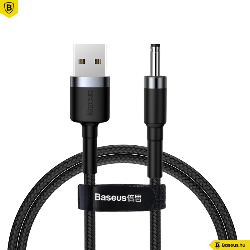 Baseus Cafule USB-A-ról DC 3.5mm-re töltő kábel 2A 1m - Fekete Baseus Cafule USB-A-ról DC 3.5mm-re töltő kábel 2A 1m - Fekete