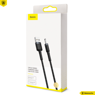 Baseus Cafule USB-A-ról DC 3.5mm-re töltő kábel 2A 1m - Fekete Baseus Cafule USB-A-ról DC 3.5mm-re töltő kábel 2A 1m - Fekete