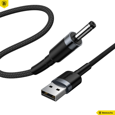 Baseus Cafule USB-A-ról DC 3.5mm-re töltő kábel 2A 1m - Fekete Baseus Cafule USB-A-ról DC 3.5mm-re töltő kábel 2A 1m - Fekete