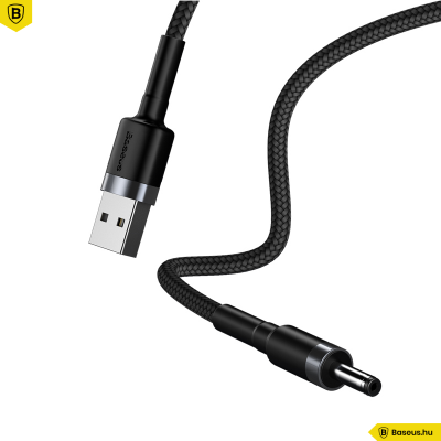 Baseus Cafule USB-A-ról DC 3.5mm-re töltő kábel 2A 1m - Fekete Baseus Cafule USB-A-ról DC 3.5mm-re töltő kábel 2A 1m - Fekete