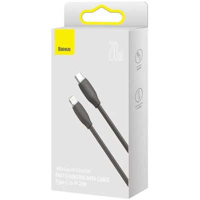 Baseus Jelly USB-C - Lightning kábel, 20W, 1,2m - Fekete Baseus Jelly USB-C - Lightning kábel, 20W, 1,2m - Fekete