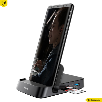 Baseus Mate Dokkoló állomás, Huawei és Samsung okostelefonokhoz, HUB USB-C, 15 W (fekete) Baseus Mate Dokkoló állomás, Huawei és Samsung okostelefonokhoz, HUB USB-C, 15 W (fekete)