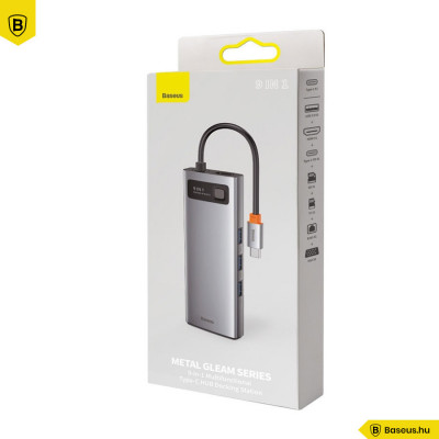 Baseus Metal Gleam Series 9 az 1-ben hub, USB-C - 3x USB 3.0 + HDMI + USB-C PD + Ethernet RJ45 + microSD / SD + VGA Baseus Metal Gleam Series 9 az 1-ben hub, USB-C - 3x USB 3.0 + HDMI + USB-C PD + Ethernet RJ45 + microSD / SD + VGA