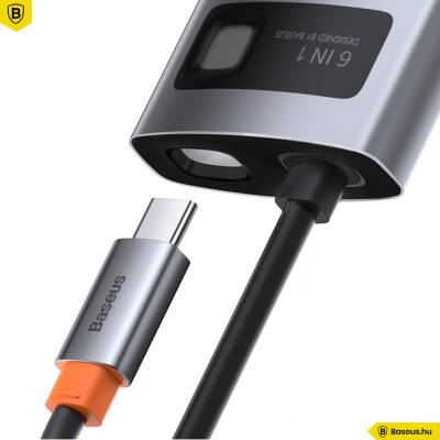 Baseus Hub 6in1 Metal Gleam Széria USB-C, 3x USB 3.0 + HDMI + USB-C PD + Ethernet RJ45 Baseus Hub 6in1 Metal Gleam Széria USB-C, 3x USB 3.0 + HDMI + USB-C PD + Ethernet RJ45
