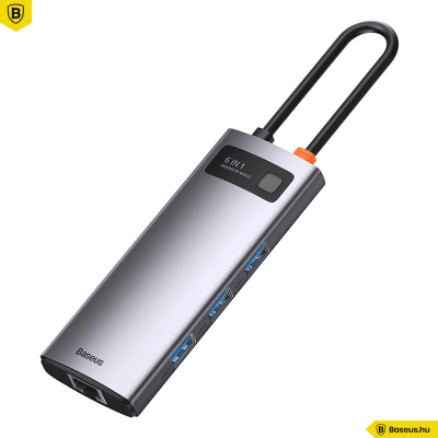 Baseus Hub 6in1 Metal Gleam Széria USB-C, 3x USB 3.0 + HDMI + USB-C PD + Ethernet RJ45 Baseus Hub 6in1 Metal Gleam Széria USB-C, 3x USB 3.0 + HDMI + USB-C PD + Ethernet RJ45
