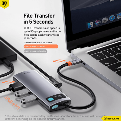 Baseus Hub 6in1 Metal Gleam Széria USB-C, 3x USB 3.0 + HDMI + USB-C PD + Ethernet RJ45 Baseus Hub 6in1 Metal Gleam Széria USB-C, 3x USB 3.0 + HDMI + USB-C PD + Ethernet RJ45