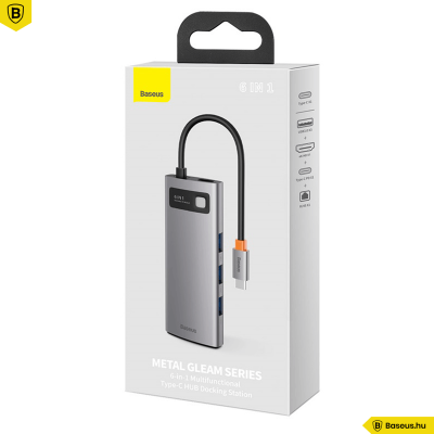 Baseus Hub 6in1 Metal Gleam Széria USB-C, 3x USB 3.0 + HDMI + USB-C PD + Ethernet RJ45 Baseus Hub 6in1 Metal Gleam Széria USB-C, 3x USB 3.0 + HDMI + USB-C PD + Ethernet RJ45