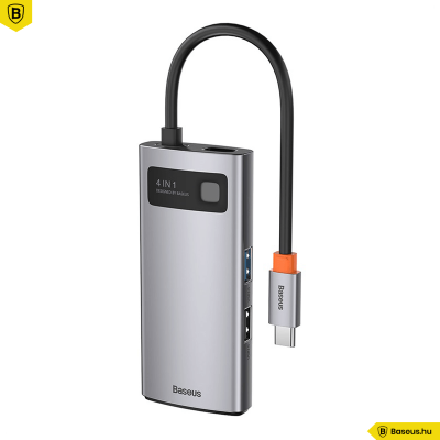 Baseus Hub 4in1 Metal Gleam sorozat, USB-C - USB 3.0 + USB 2.0 + HDMI + USB-C PD - szürke Baseus Hub 4in1 Metal Gleam sorozat, USB-C - USB 3.0 + USB 2.0 + HDMI + USB-C PD - szürke
