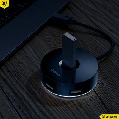 Baseus HUB adapter USB 3.0 - 4xUSB 15 cm-es kábellel- Fekete Baseus HUB adapter USB 3.0 - 4xUSB 15 cm-es kábellel- Fekete