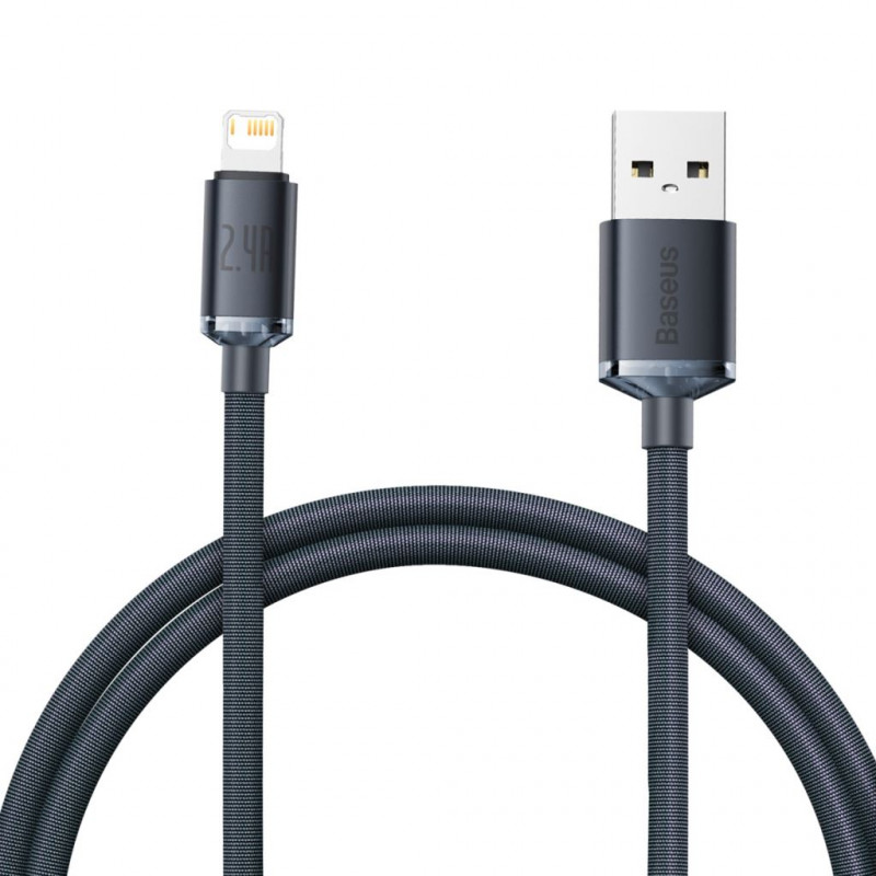 Baseus Crystal Shine USB Lightning gyorstöltő kábel, 2.4A, 1.2m, fekete Baseus Crystal Shine USB Lightning gyorstöltő kábel, 2.4A, 1.2m, fekete