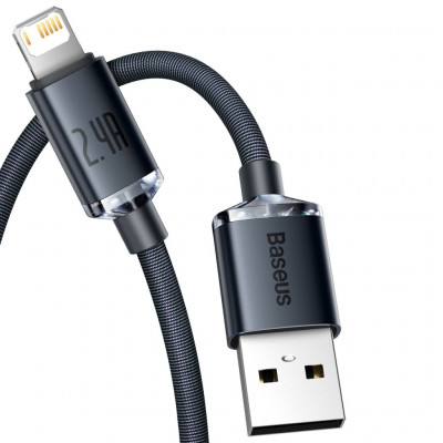 Baseus Crystal Shine USB Lightning gyorstöltő kábel, 2.4A, 1.2m, fekete Baseus Crystal Shine USB Lightning gyorstöltő kábel, 2.4A, 1.2m, fekete