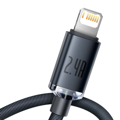 Baseus Crystal Shine USB Lightning gyorstöltő kábel, 2.4A, 1.2m, fekete Baseus Crystal Shine USB Lightning gyorstöltő kábel, 2.4A, 1.2m, fekete