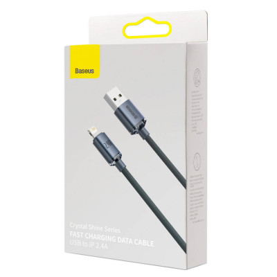 Baseus Crystal Shine USB Lightning gyorstöltő kábel, 2.4A, 1.2m, fekete Baseus Crystal Shine USB Lightning gyorstöltő kábel, 2.4A, 1.2m, fekete