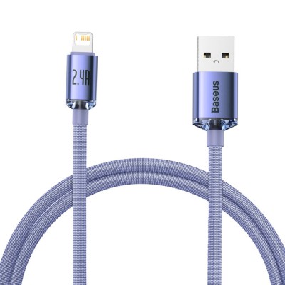 Baseus USB-kábel a Lightning Crystal Shine, 2,4A, 1.2m (ibolya)