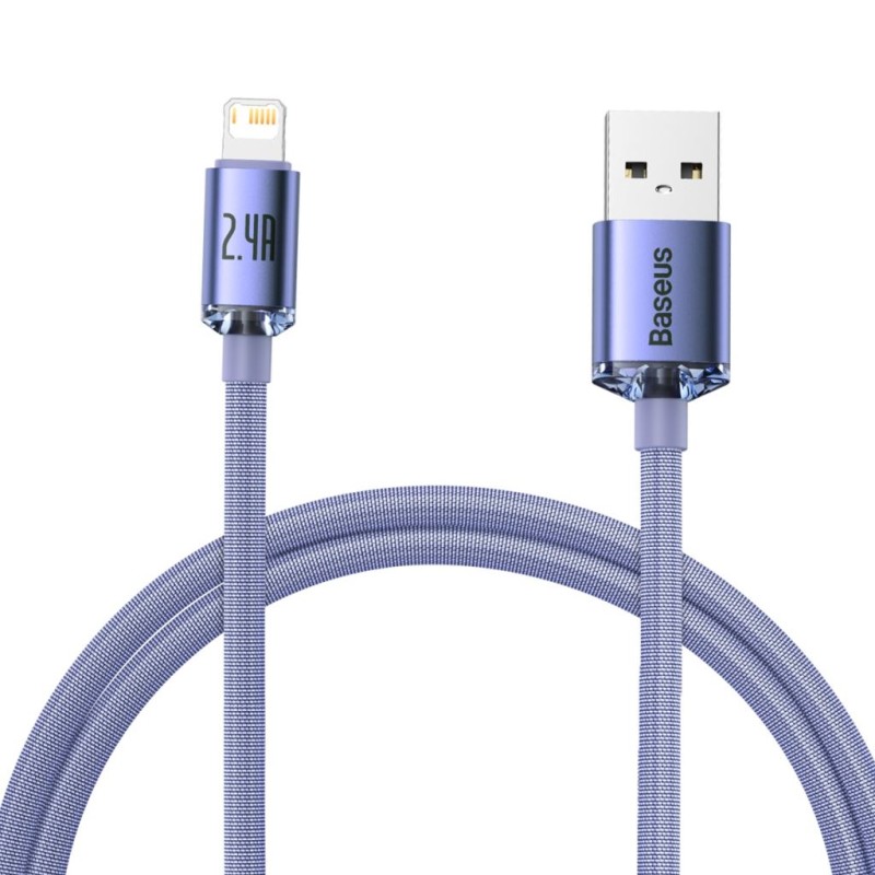 Baseus USB-kábel a Lightning Crystal Shine, 2,4A, 1.2m (ibolya) Baseus USB-kábel a Lightning Crystal Shine, 2,4A, 1.2m (ibolya)
