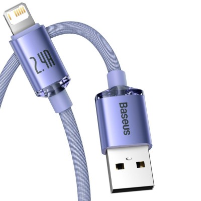 Baseus USB-kábel a Lightning Crystal Shine, 2,4A, 1.2m (ibolya) Baseus USB-kábel a Lightning Crystal Shine, 2,4A, 1.2m (ibolya)