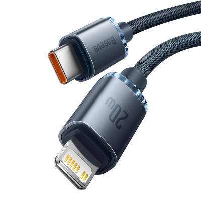 Baseus Crystal USB-C - Lightning kábel, 20W, PD, 1.2m fekete Baseus Crystal USB-C - Lightning kábel, 20W, PD, 1.2m fekete