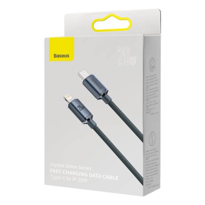 Baseus Crystal USB-C - Lightning kábel, 20W, PD, 1.2m fekete Baseus Crystal USB-C - Lightning kábel, 20W, PD, 1.2m fekete