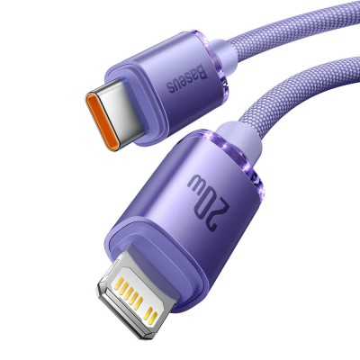 Baseus Crystal Shine USB-C - Lightning kábel, 20W, PD, 2m (ibolya) Baseus Crystal Shine USB-C - Lightning kábel, 20W, PD, 2m (ibolya)