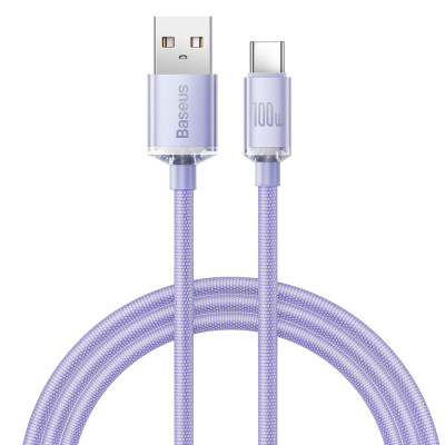 Baseus Crystal Shine USB / USB-C kábel,100W, 1.2m, ibolya Baseus Crystal Shine USB / USB-C kábel,100W, 1.2m, ibolya