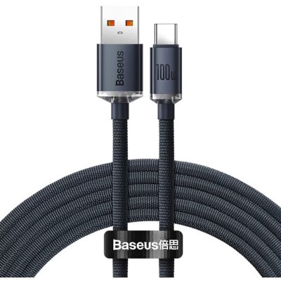 Baseus Crystal Shine USB - USB-C kábel, 100W, 2m, fekete Baseus Crystal Shine USB - USB-C kábel, 100W, 2m, fekete