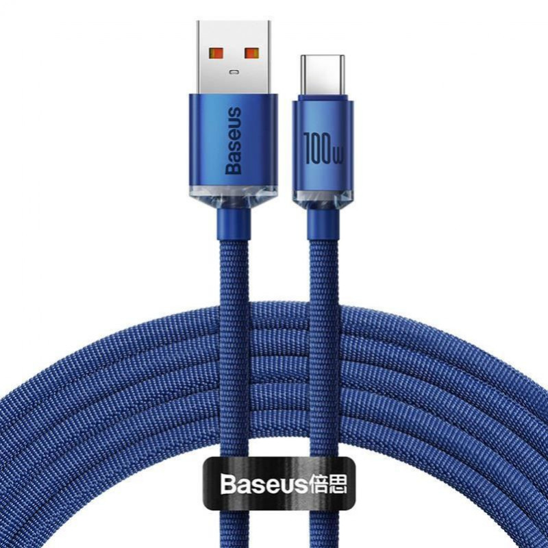 Baseus Crystal Shine USB-kábel a USB-C, 100W, 2m, kék Baseus Crystal Shine USB-kábel a USB-C, 100W, 2m, kék