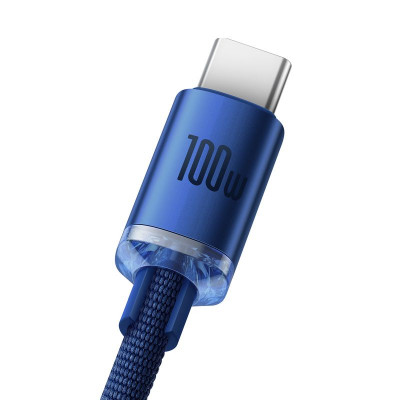 Baseus Crystal Shine USB-kábel a USB-C, 100W, 2m, kék Baseus Crystal Shine USB-kábel a USB-C, 100W, 2m, kék