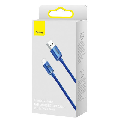 Baseus Crystal Shine USB-kábel a USB-C, 100W, 2m, kék Baseus Crystal Shine USB-kábel a USB-C, 100W, 2m, kék