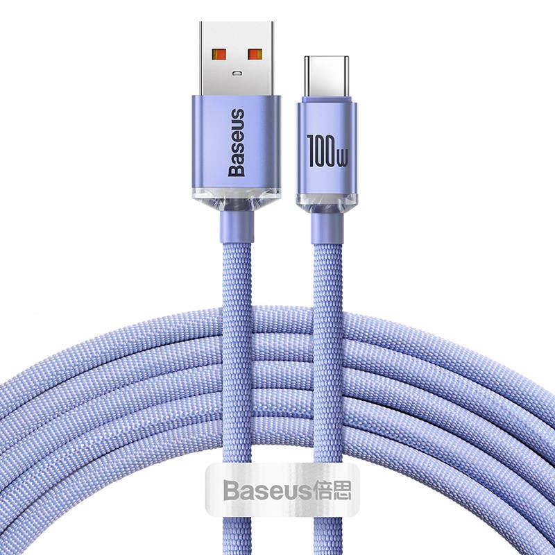Baseus Crystal Shine USB-kábel a USB-C, 100W, 2m, ibolya Baseus Crystal Shine USB-kábel a USB-C, 100W, 2m, ibolya