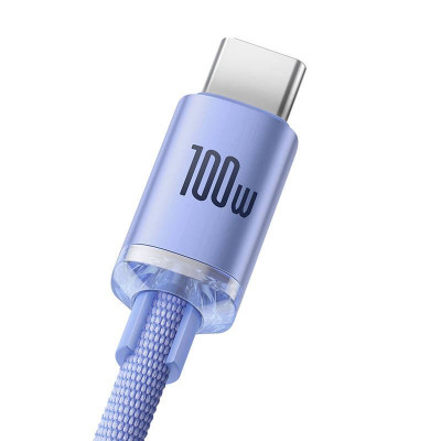 Baseus Crystal Shine USB-kábel a USB-C, 100W, 2m, ibolya Baseus Crystal Shine USB-kábel a USB-C, 100W, 2m, ibolya