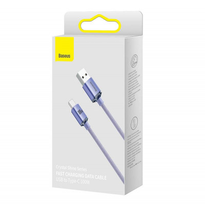 Baseus Crystal Shine USB-kábel a USB-C, 100W, 2m, ibolya Baseus Crystal Shine USB-kábel a USB-C, 100W, 2m, ibolya