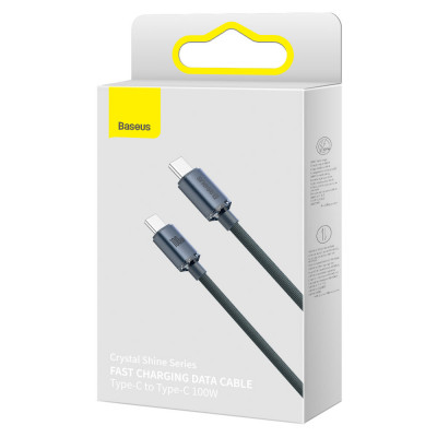 Baseus Crystal Shine USB-C - USB-C kábel, 100W, 1.2m, fekete Baseus Crystal Shine USB-C - USB-C kábel, 100W, 1.2m, fekete