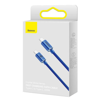 Baseus USB-C-kábel az USB-C Crystal Shine-hoz, 100W, 1.2m, kék Baseus USB-C-kábel az USB-C Crystal Shine-hoz, 100W, 1.2m, kék