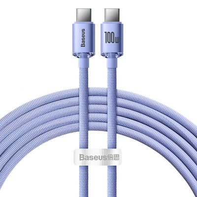 Baseus Crystal Shine USB-C - USB-C kábel, 100W, 1.2m, ibolya Baseus Crystal Shine USB-C - USB-C kábel, 100W, 1.2m, ibolya
