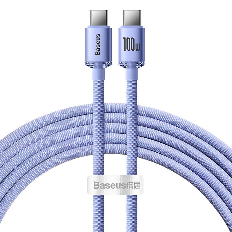 Baseus Crystal Shine USB-C - USB-C kábel, 100W, 1.2m, ibolya Baseus Crystal Shine USB-C - USB-C kábel, 100W, 1.2m, ibolya