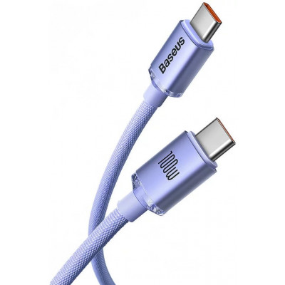 Baseus Crystal Shine USB-C - USB-C kábel, 100W, 1.2m, ibolya Baseus Crystal Shine USB-C - USB-C kábel, 100W, 1.2m, ibolya