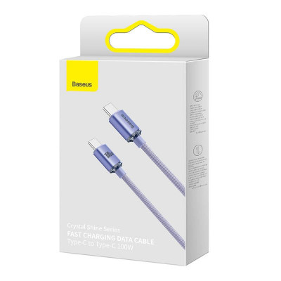 Baseus Crystal Shine USB-C - USB-C kábel, 100W, 1.2m, ibolya Baseus Crystal Shine USB-C - USB-C kábel, 100W, 1.2m, ibolya