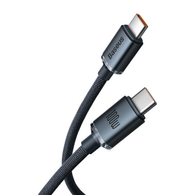 Baseus USB-C-kábel a USB-C Crystal Shine, 100W, 2m, fekete Baseus USB-C-kábel a USB-C Crystal Shine, 100W, 2m, fekete