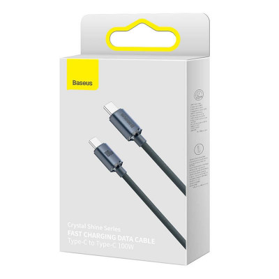 Baseus USB-C-kábel a USB-C Crystal Shine, 100W, 2m, fekete Baseus USB-C-kábel a USB-C Crystal Shine, 100W, 2m, fekete