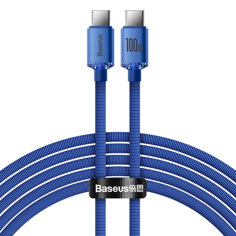 Baseus USB-C- USB-C Crystal Shine, 100W, 2m, kék Baseus USB-C- USB-C Crystal Shine, 100W, 2m, kék